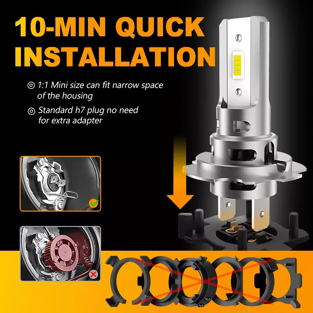 MZGN-2Pcs-H7-LED-Headlight-Bulb-Mini-Wireless-40W-20000LM-6500K-CSP-for-Car-Headlamp-Auto-5